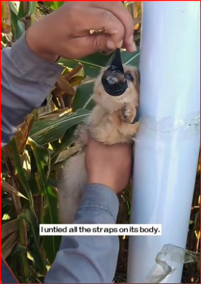 V1111009_saw little dog tied to an iron pole. Its limbs mouth were tie…_part2